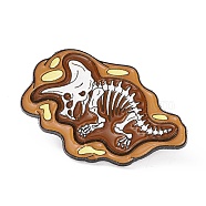 Dinosaur Enamel Pin, Electrophoresis Black Plated Alloy Lapel Pin Brooch for Backpack Clothes, Dark Goldenrod, 22.5x34.5x1mm(JEWB-E016-08EB-02)