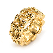 Titanium Steel Finger Rings, Skull, Golden, US Size 10(19.8mm)(PW-WG88442-07)