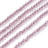 Transparent Glass Beads Strands, Faceted, Round, Purple, 2mm, Hole: 0.5mm, about 164~182pcs/strand, 14.8~15.7 inch(37.5~40cm)(GLAA-F094-A07)