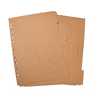 5 Sheets A4 Kraft Paper Binder Dividers, 11-Hole Index Page Tab for Planner & Notebook & Loose Leaf Binders, Rectangle, BurlyWood, 298x221x0.2mm, Hole: 6mm(SCRA-WH0001-01B-01)
