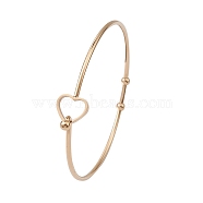 Stainless Steel Hollow Out Heart Bangle, Cocktail Wire Wrap Bangle for Women, Golden, Inner Diameter: 2-3/8 inch(6cm)(BJEW-YW0001-08G)