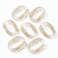 Transparent Acrylic Linking Rings, with Glitter Powder, Quick Link Connectors, For Jewelry Cable Chains Making, Oval, Beige, 27.5x18.5x9.5mm, Inner Diameter: 9x18mm, about 265pcs/500g(TACR-T016-14)