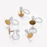 Stainless Steel Clip-on Earring Components, with Round Flat Pad and Plastic, Golden, Tray: 6mm, 12x9x6mm(X-STAS-WH0012-01G)