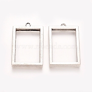 Rack Plating Alloy Photo Locket Pendants, Rectangle, Antique Silver, 37x24x4mm, Hole: 29x19mm(X-PALLOY-WH0068-03AS)