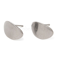 304 Stainless Steel Stud Earring Findings, with Vertical Loop, Twist Oval, Stainless Steel Color, 15x10mm, Hole: 1.8mm(STAS-R123-11P)