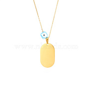 Blank Rectangle Stainless Steel Pendant Necklaces with Cable Chains, Golden, 15.75 inch(40cm)(TO0887-1)