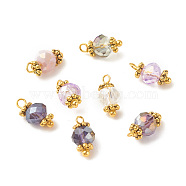 Electroplate Glass Beads Pendant, with Brass Findings, Faceted Rondelle, Lilac, 12x5.5mm, Hole: 1.4mm(PALLOY-JF01344-07)