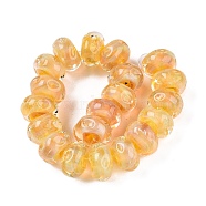 Italian Handmade Lampwork Beads Strands, Rondelle, Gold, 11.5~12.5x7mm, Hole: 2.5mm, about 20pcs/strand, 5.51~6''(14~15cm)(LAMP-T021-15E)