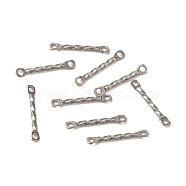 Non-Tarnish 304 Stainless Steel Connector Charms, Twisted Bar, Stainless Steel Color, 15x2x1.2mm, Hole: 1mm(STAS-Q323-02C-P)