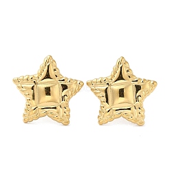 Ion Plating(IP) 304 Stainless Steel Stud Earrings, Star, Real 14K Gold Plated, 21x22mm(EJEW-Z022-18G)