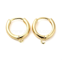 Brass Hoop Earrings, Huggie Hoop Earring Finding, Long-Lasting Plated, with Horizontal Loop, Ring, Real 18K Gold Plated, 16x15x2~4mm, Hole: 1.2mm, Pin: 1mm(EJEW-K083-33G)