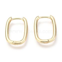Brass Huggie Hoop Earrings, Oval, Real 18K Gold Plated, 16x12x2mm, Pin: 1mm(X-EJEW-F245-07G)