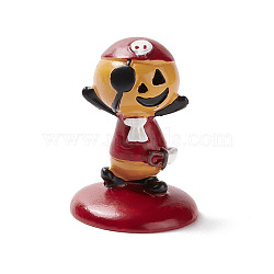 Halloween Theme Mini Resin Home Display Decorations, Pirate Pumpkin Character, Dark Red, 29x39mm(DJEW-B005-06)