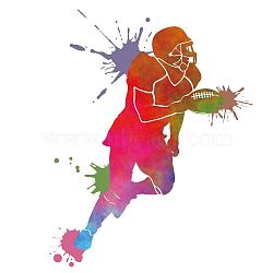 PVC Wall Stickers, Wall Decoration, Rugby Player, 390x950mm(DIY-WH0228-1042)