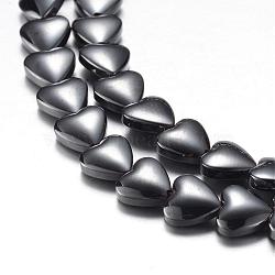 Original Magnetic Synthetic Hematite Bead Strands, Grade A, Heart, Original Color, 6x6x2.8mm, Hole: 0.8mm, about 69pcs/strand, 15.7 inch(40cm)(G-A164-01A)