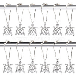 Unicraftale Iron Shower Curtain Rings for Bathroom, with Tibetan Style Alloy Tortoise Pendants, Antique Silver, 132mm(AJEW-UN0001-36)