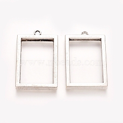 Rack Plating Alloy Photo Locket Pendants, Rectangle, Antique Silver, 37x24x4mm, Hole: 29x19mm(X-PALLOY-WH0068-03AS)