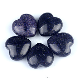 Synthetic Blue Goldstone Healing Stones, Heart Stones, Pocket Palm Stones for Reiki Balancing, 30x30mm(PW-WGA91AE-24)