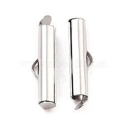 Non-Tarnish 304 Stainless Steel Slide On End Clasp Tubes, Slider End Caps, Stainless Steel Color, 20x6x4mm, Hole: 3.5mm, Inner Diameter: 3mm(X-STAS-C044-08B-P)