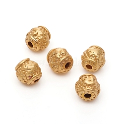 Brass Beads, Long-Lasting Plated, Matte Style, Rondelle, Real 18K Gold Plated, 6x6mm, Hole: 1.5mm(KK-G390-12MG)