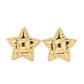Ion Plating(IP) 304 Stainless Steel Stud Earrings, Star, Real 14K Gold Plated, 21x22mm