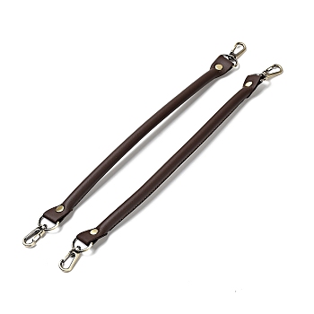 Microfiber Leather Sew on Bag Handles, with Alloy Swivel Clasps & Iron Studs, Bag Strap Replacement Accessories, Saddle Brown, 35.8x2.55x1.3cm