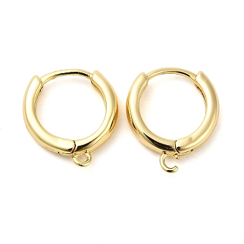 Brass Hoop Earrings, Huggie Hoop Earring Finding, Long-Lasting Plated, with Horizontal Loop, Ring, Real 18K Gold Plated, 16x15x2~4mm, Hole: 1.2mm, Pin: 1mm