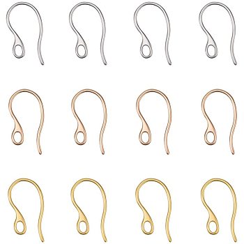 304 Stainless Steel Earring Hooks, Ear Wire, with Horizontal Loop, Mixed Color, 22x11.5x1mm, Hole: 2.5x3.5mm, 3color, 15pcs/color, 45pcs/box