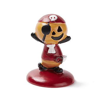 Halloween Theme Mini Resin Home Display Decorations, Pirate Pumpkin Character, Dark Red, 29x39mm