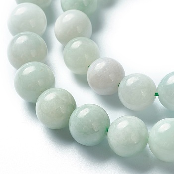 Natural Jadeite Beads Strands, Round, Grade A, 10mm, Hole: 1.2mm, about 39pcs/strand, 15.35 inch(39cm)
