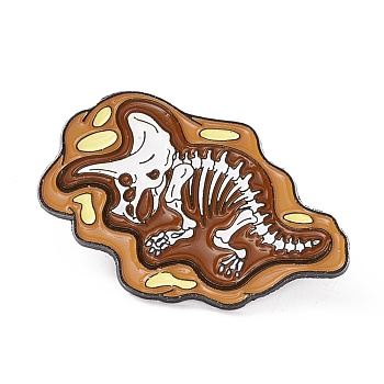 Dinosaur Enamel Pin, Electrophoresis Black Plated Alloy Lapel Pin Brooch for Backpack Clothes, Dark Goldenrod, 22.5x34.5x1mm