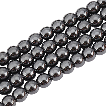 4 Strands Non-magnetic Synthetic Hematite Beads Strands, Grade A, Round, 4mm, Hole: 1mm, about 100pcs/strand, 15.5 inch