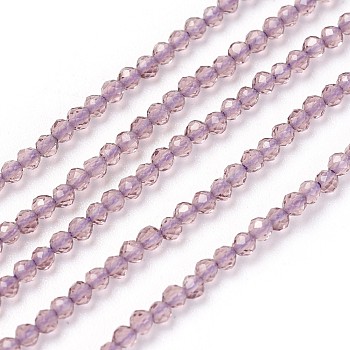 Transparent Glass Beads Strands, Faceted, Round, Purple, 2mm, Hole: 0.5mm, about 164~182pcs/strand, 14.8~15.7 inch(37.5~40cm)