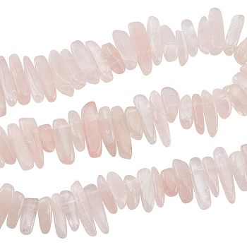 Natural Rose Quartz Chips Beads Strands, 12~22x5~7mm, Hole: 1mm, 15.98''(40.6cm), 1 strand/box