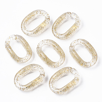 Transparent Acrylic Linking Rings, with Glitter Powder, Quick Link Connectors, For Jewelry Cable Chains Making, Oval, Beige, 27.5x18.5x9.5mm, Inner Diameter: 9x18mm, about 265pcs/500g