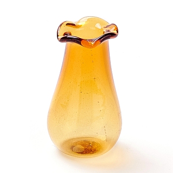 Miniature Glass Vase Ornaments, Micro Toys Dollhouse Accessories Pretending Prop Decorations, Orange, 27.5~29x15.5~16mm, Hole: 6mm