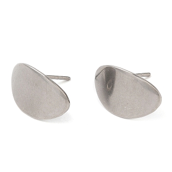 304 Stainless Steel Stud Earring Findings, with Vertical Loop, Twist Oval, Stainless Steel Color, 15x10mm, Hole: 1.8mm