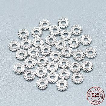 925 Sterling Silver Spacer Beads, Flat Round, Silver, 5x1.5mm, Hole: 1.5mm