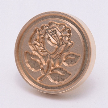 Brass Wax Sealing Stamp Head, for Post Decoration DIY Card Making, Flower Pattern, 25.4x14.5mm