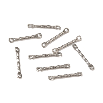 Non-Tarnish 304 Stainless Steel Connector Charms, Twisted Bar, Stainless Steel Color, 15x2x1.2mm, Hole: 1mm