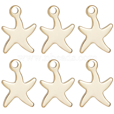 Real 18K Gold Plated Starfish 304 Stainless Steel Charms