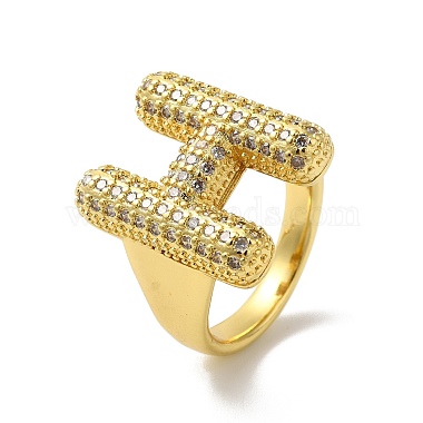 Clear Letter H Brass+Cubic Zirconia Finger Rings