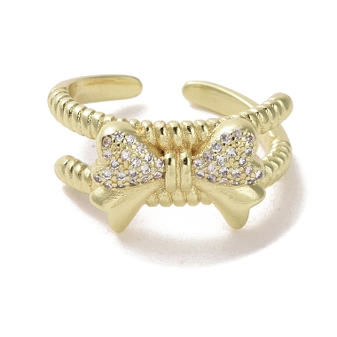 Brass Micro Pave Cubic Zirconia Open Cuff Ring(RJEW-K256-58E-G)-2