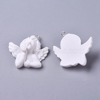 Platinum White Angel & Fairy Iron+Resin Pendants