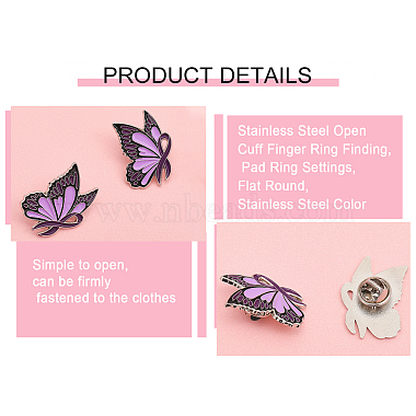 Butterfly with Ribbon Shape Enamel Pin(JEWB-WH0023-45)-7