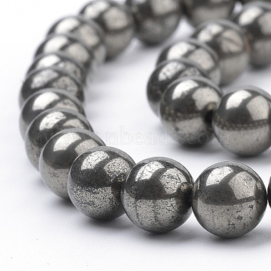 Chapelets de perles de pyrite naturelle (G-S249-01-10mm)-3