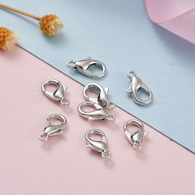 Platinum Plated Zinc Alloy Lobster Claw Clasps(X-E103-P-NF)-6
