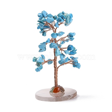 Natural Turquoise Chips & Agate Pedestal Display Decorations(DJEW-A001-04A)-4