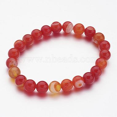 Natural Striped Agate/Banded Agate Beaded Stretch Bracelets(BJEW-JB02564)-2