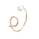 Bracelet manchette ouvert en alliage métallique avec perle en plastique pour femme(BJEW-S118-122G)-3